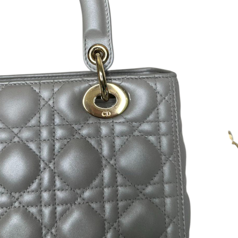 Lady Dior Medium Lambskin Cannage Silver GHW