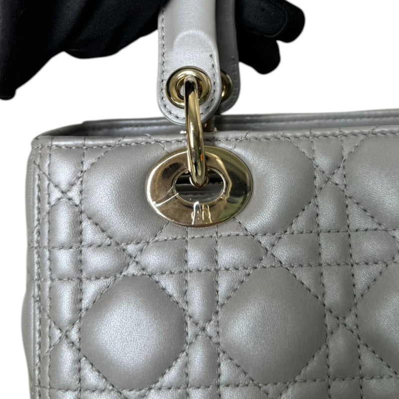 Lady Dior Medium Lambskin Cannage Silver GHW