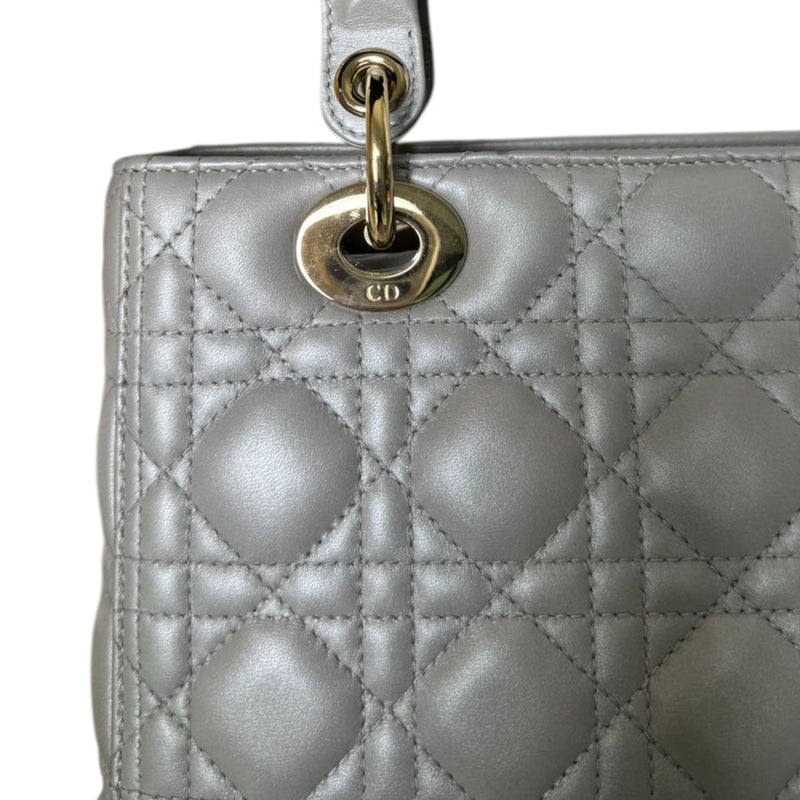 Lady Dior Medium Lambskin Cannage Silver GHW
