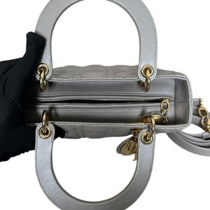 Lady Dior Medium Lambskin Cannage Silver GHW