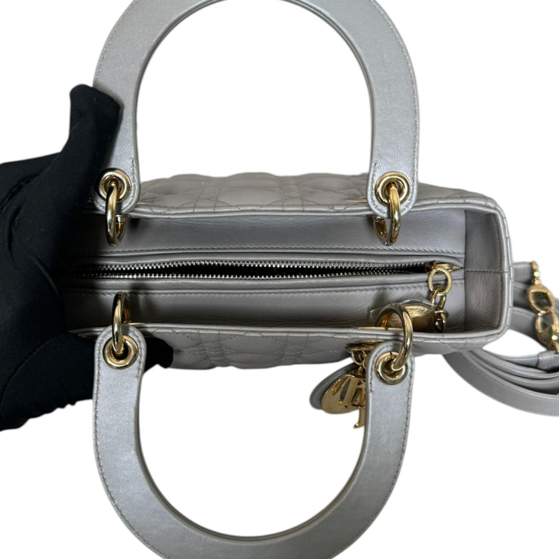 Lady Dior Medium Lambskin Cannage Silver GHW