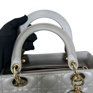 Lady Dior Medium Lambskin Cannage Silver GHW