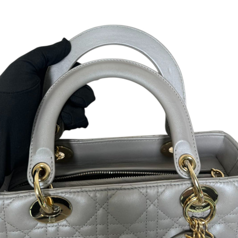 Lady Dior Medium Lambskin Cannage Silver GHW