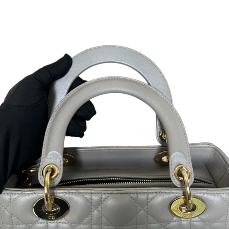 Lady Dior Medium Lambskin Cannage Silver GHW