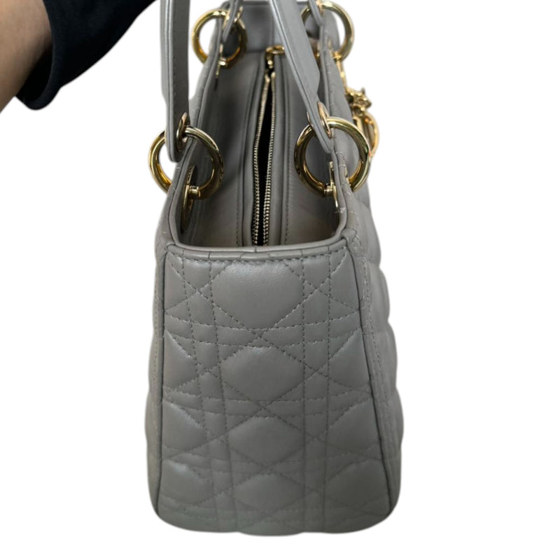 Lady Dior Medium Lambskin Cannage Silver GHW