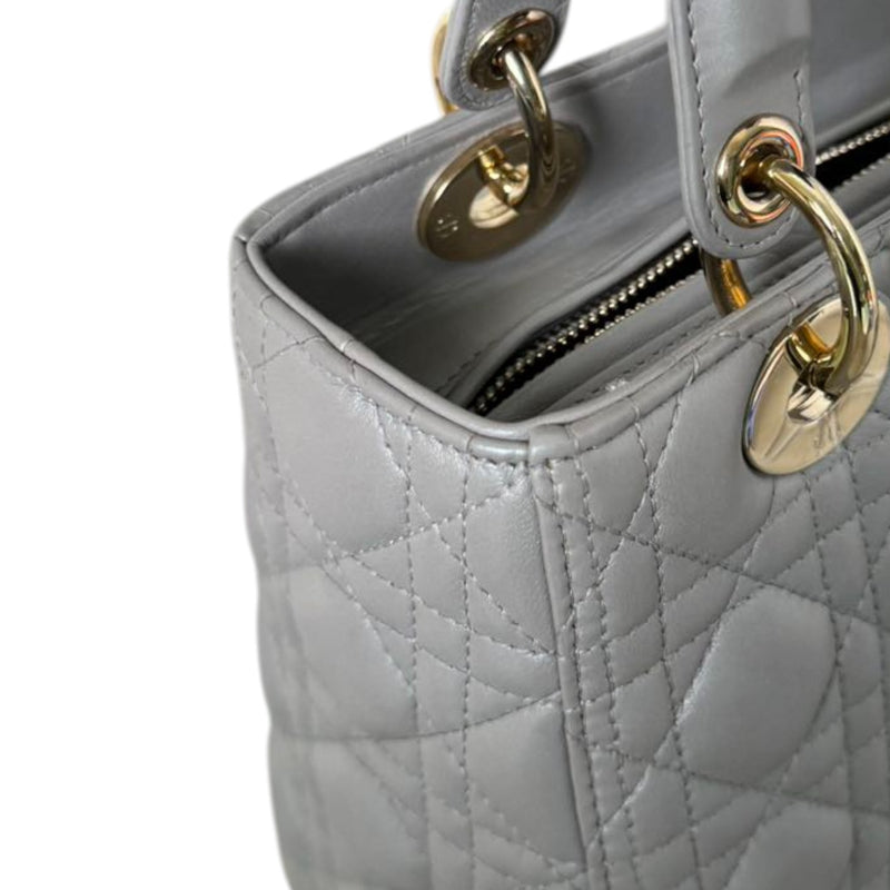 Lady Dior Medium Lambskin Cannage Silver GHW