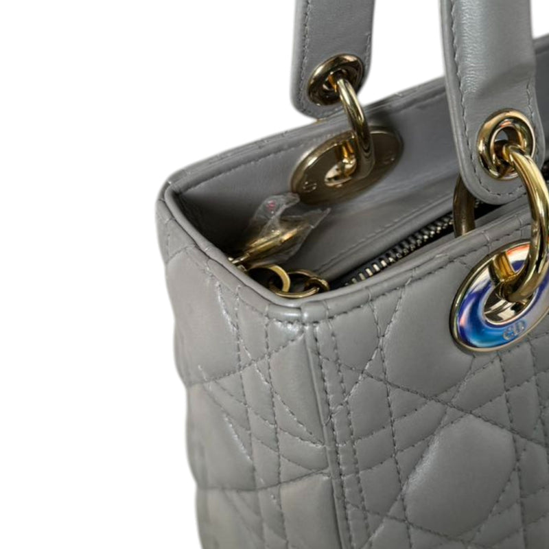 Lady Dior Medium Lambskin Cannage Silver GHW