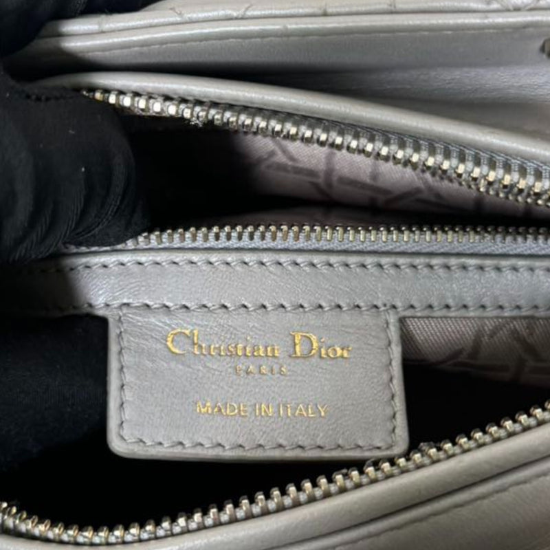 Lady Dior Medium Lambskin Cannage Silver GHW
