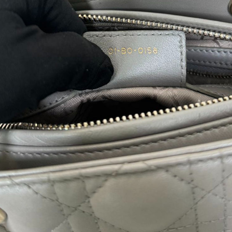 Lady Dior Medium Lambskin Cannage Silver GHW