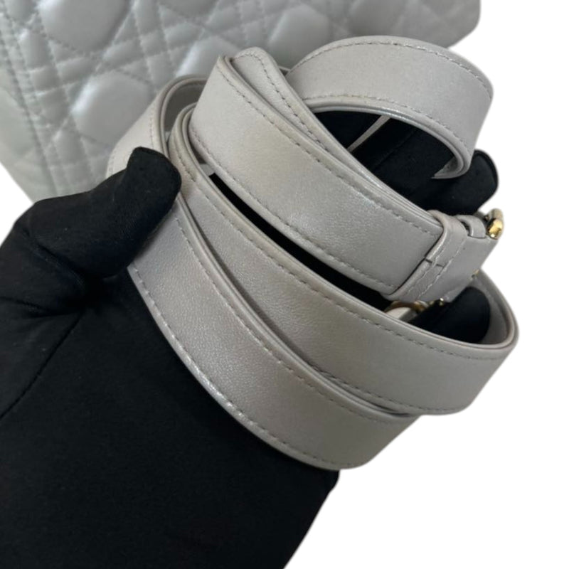 Lady Dior Medium Lambskin Cannage Silver GHW
