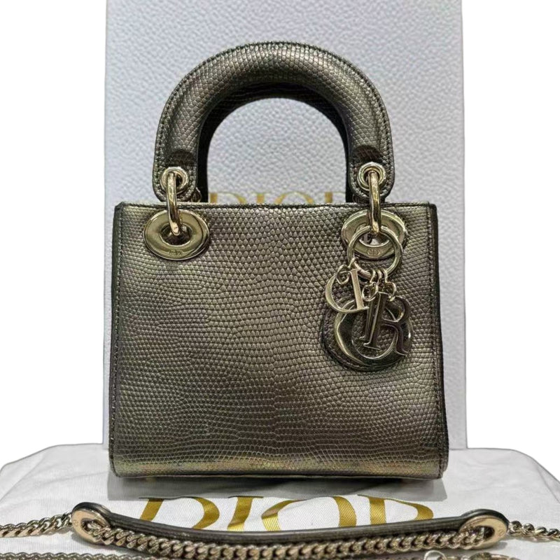 Lady Dior Mini Lizard Quilted Copper GHW
