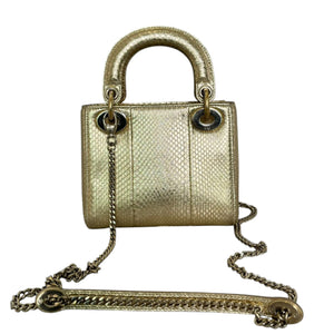 Lady Dior Mini Python Gold GHW