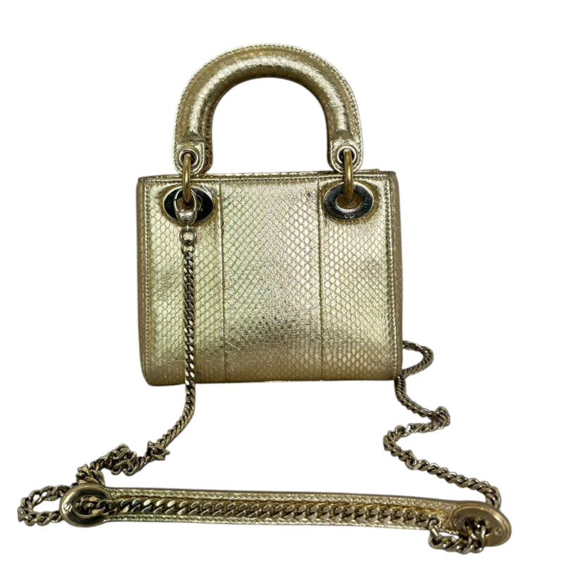 Lady Dior Mini Python Gold GHW