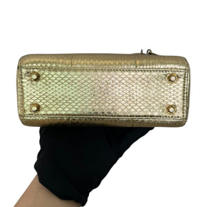 Lady Dior Mini Python Gold GHW
