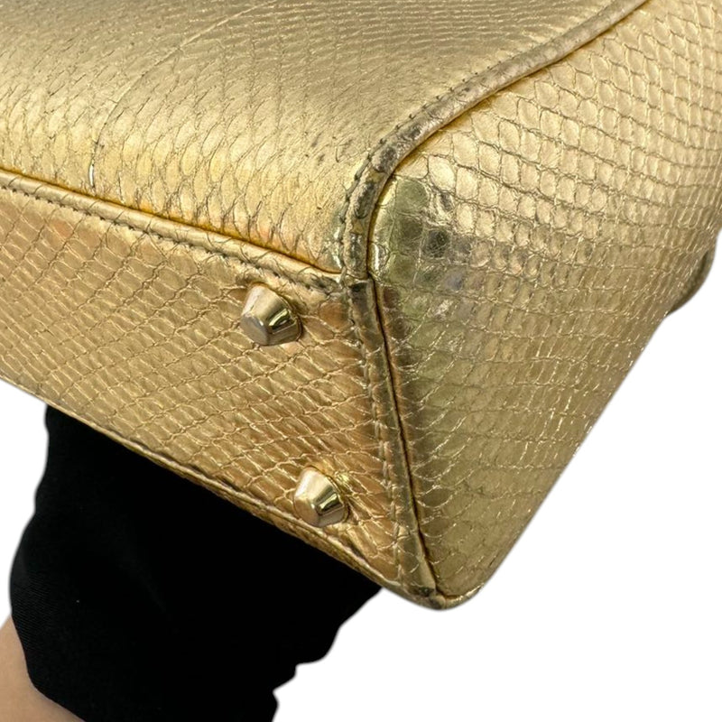 Lady Dior Mini Python Gold GHW