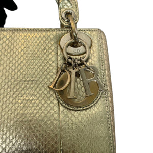 Lady Dior Mini Python Gold GHW