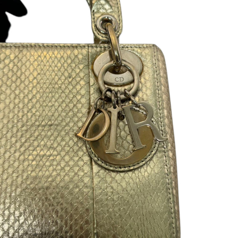 Lady Dior Mini Python Gold GHW