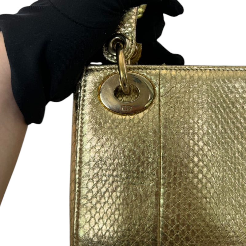 Lady Dior Mini Python Gold GHW