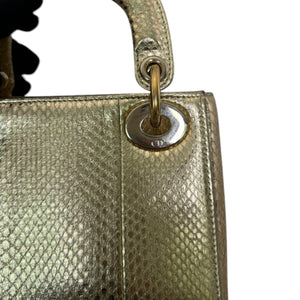 Lady Dior Mini Python Gold GHW