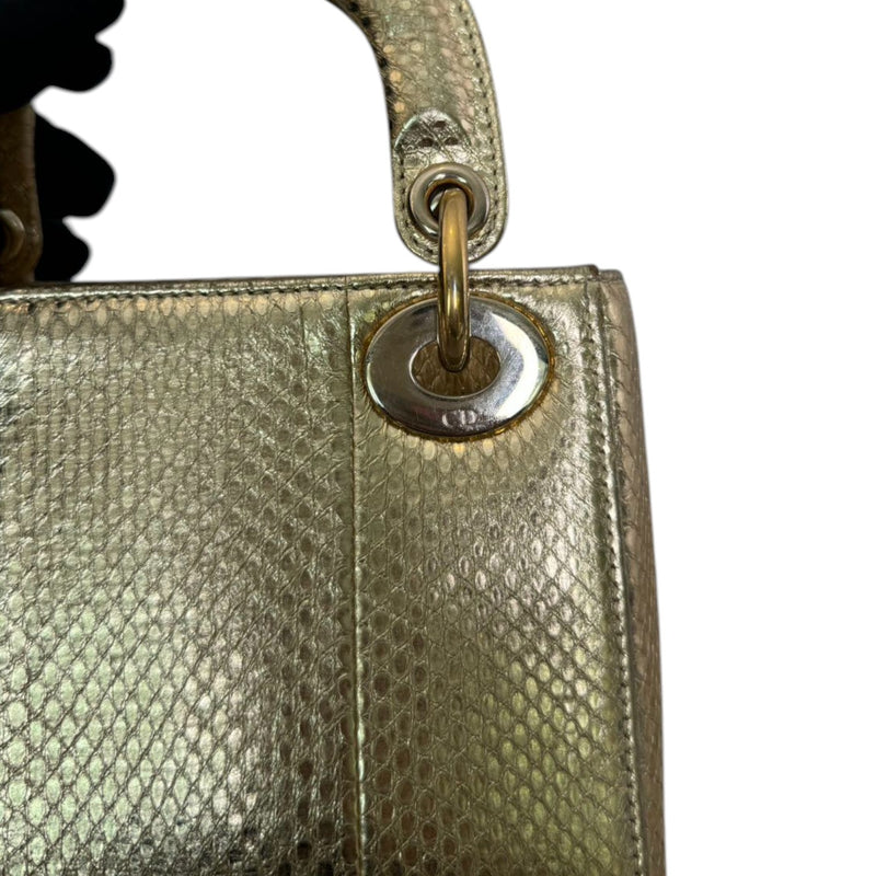 Lady Dior Mini Python Gold GHW
