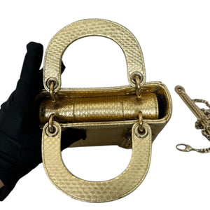 Lady Dior Mini Python Gold GHW