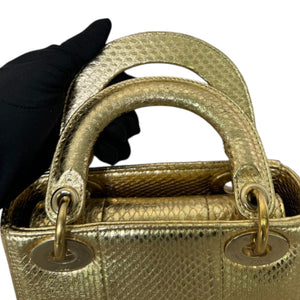 Lady Dior Mini Python Gold GHW
