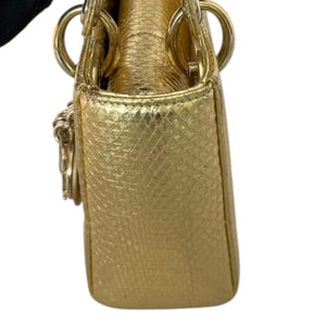 Lady Dior Mini Python Gold GHW