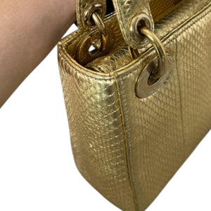 Lady Dior Mini Python Gold GHW