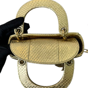 Lady Dior Mini Python Gold GHW