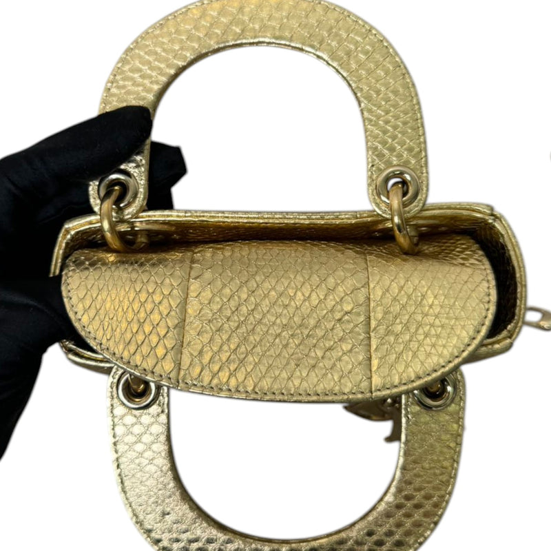 Lady Dior Mini Python Gold GHW