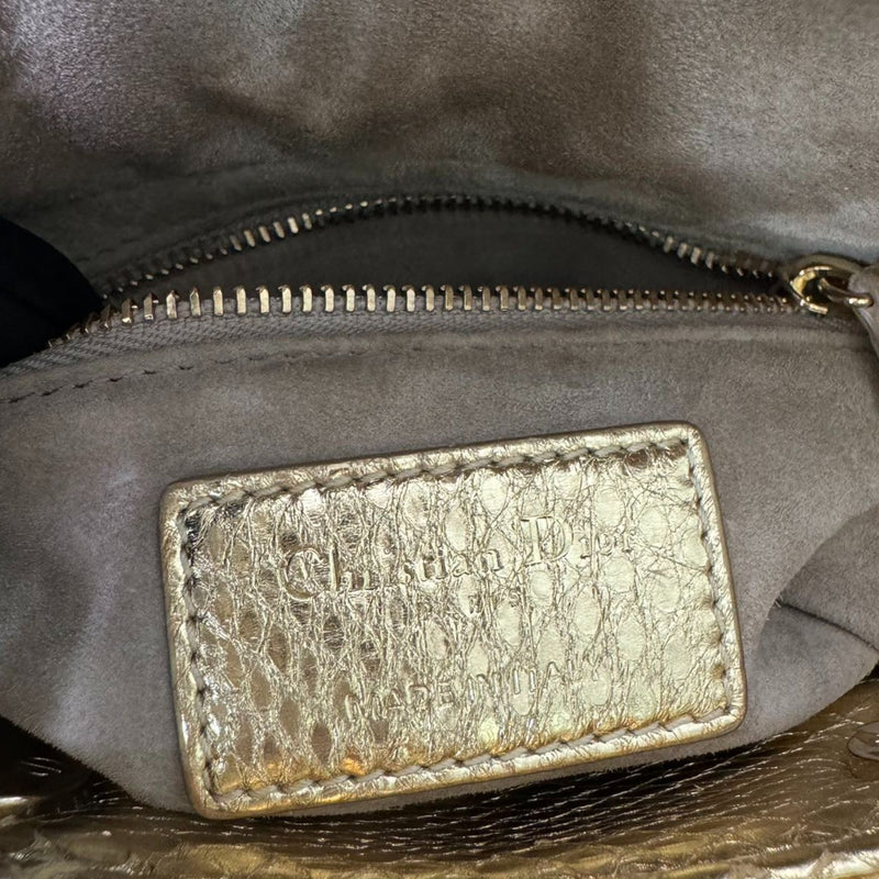 Lady Dior Mini Python Gold GHW