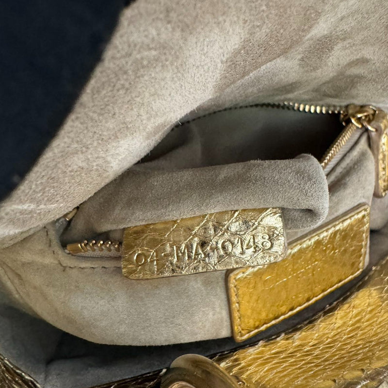 Lady Dior Mini Python Gold GHW