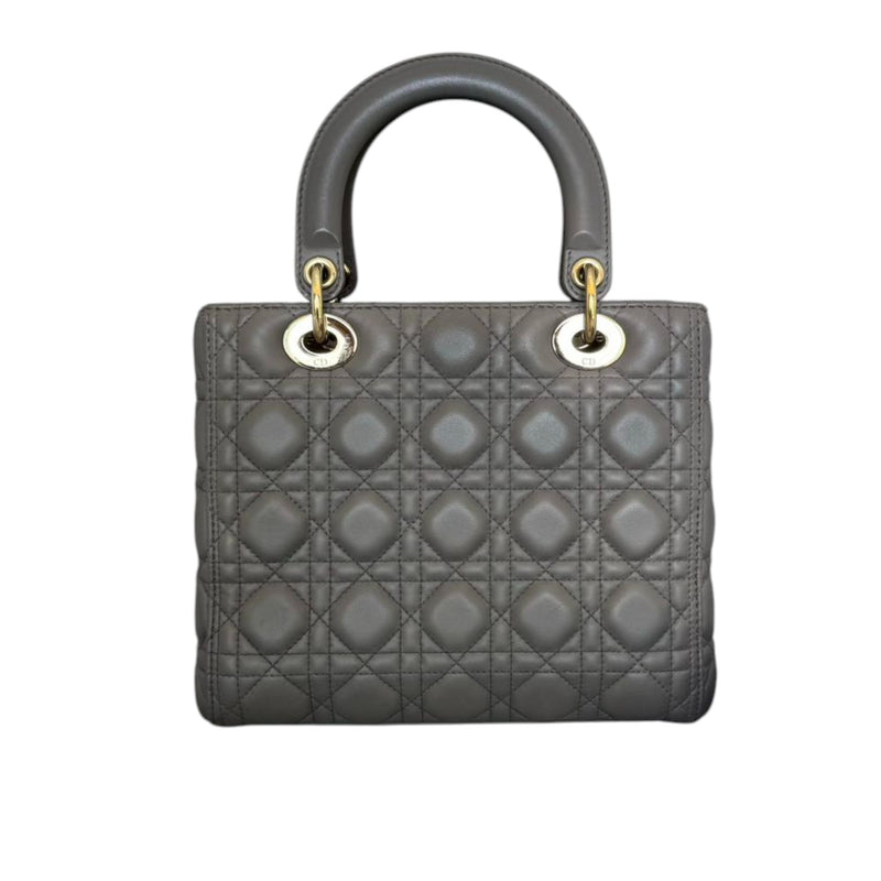 Medium Lady Dior Lambskin Cannage Grey GHW