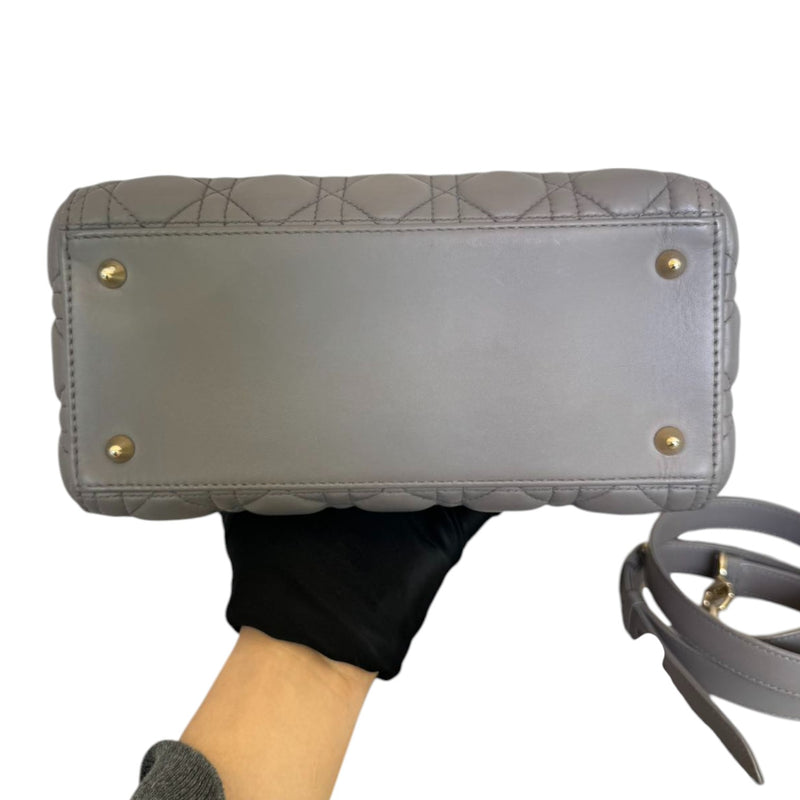 Medium Lady Dior Lambskin Cannage Grey GHW