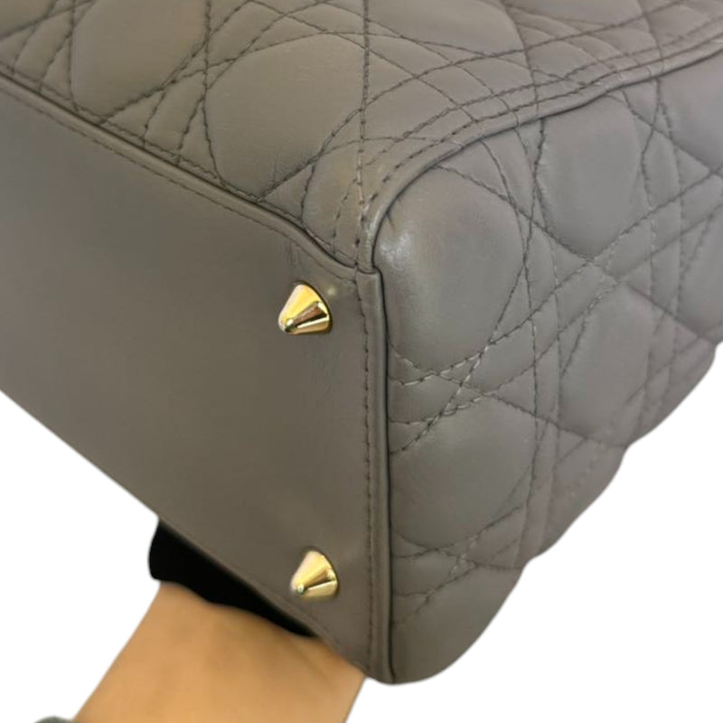 Medium Lady Dior Lambskin Cannage Grey GHW