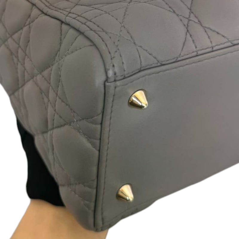 Medium Lady Dior Lambskin Cannage Grey GHW