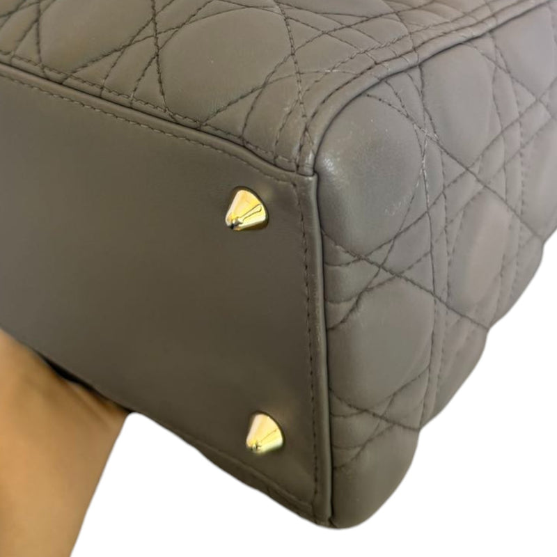 Medium Lady Dior Lambskin Cannage Grey GHW
