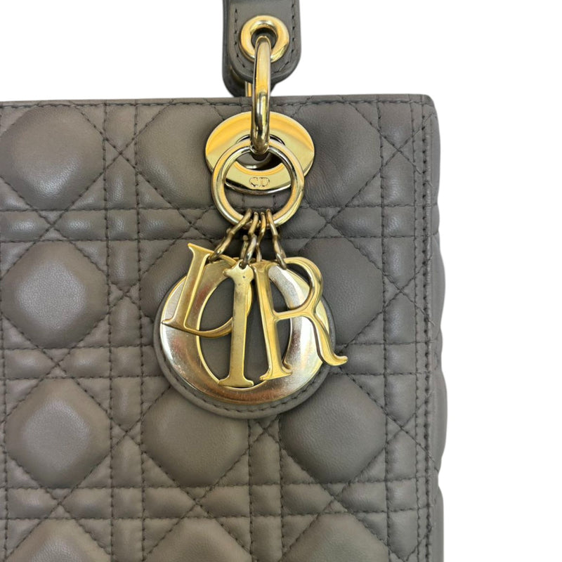 Medium Lady Dior Lambskin Cannage Grey GHW