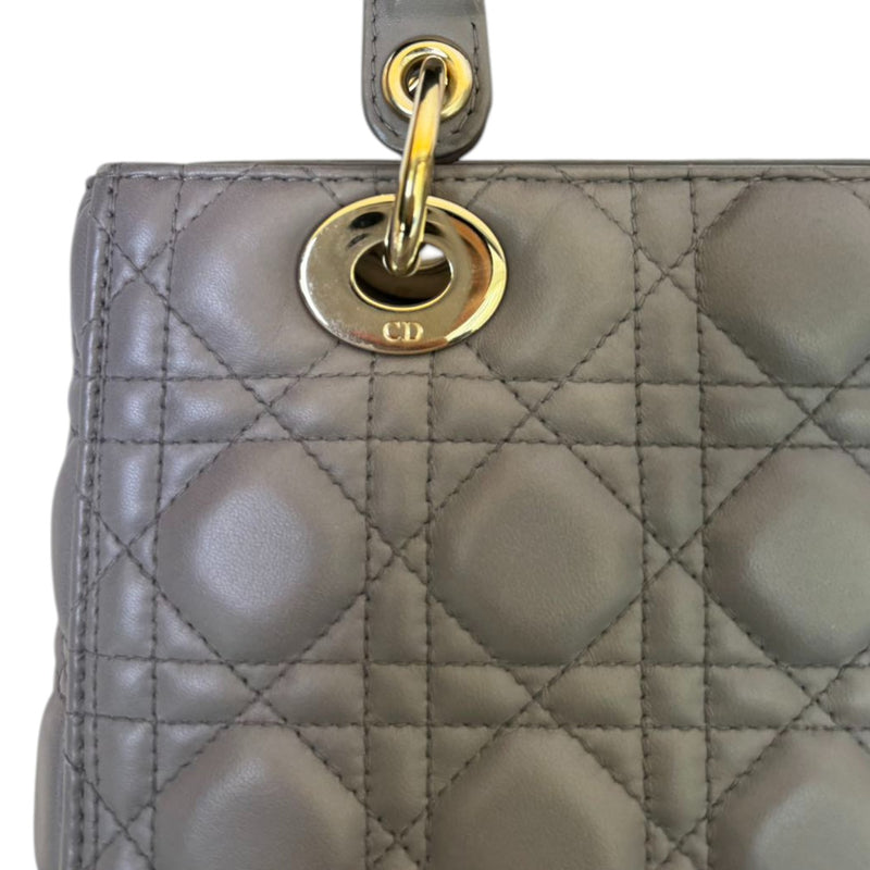 Medium Lady Dior Lambskin Cannage Grey GHW