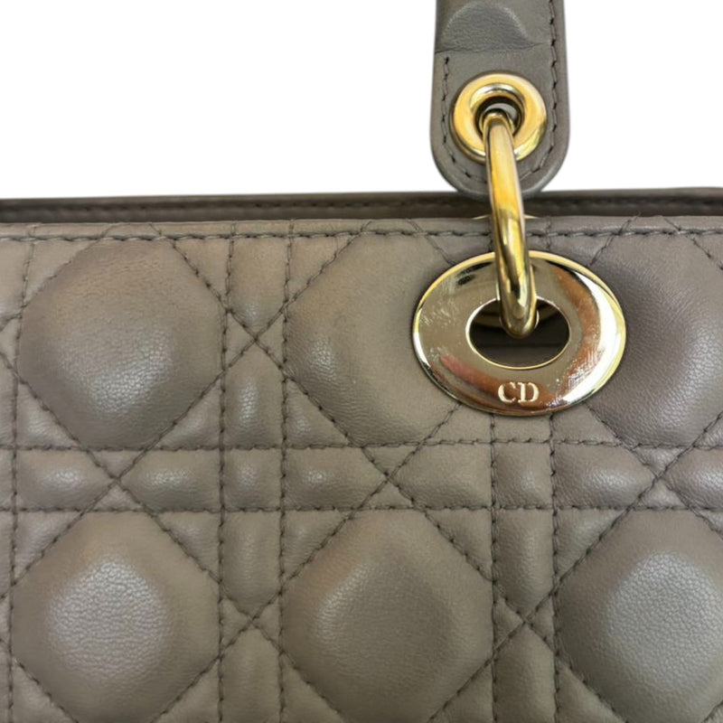 Medium Lady Dior Lambskin Cannage Grey GHW
