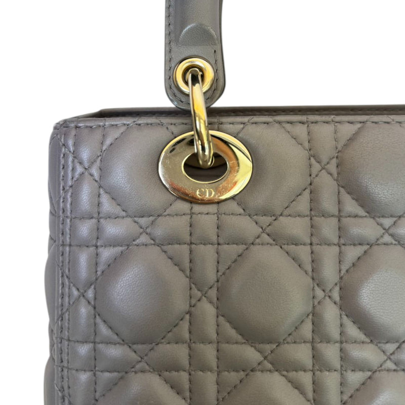 Medium Lady Dior Lambskin Cannage Grey GHW