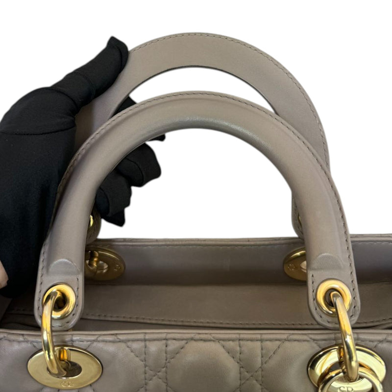 Medium Lady Dior Lambskin Cannage Grey GHW