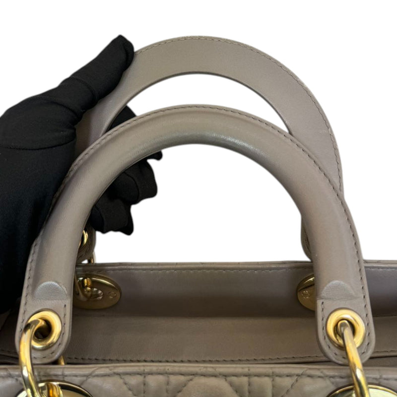 Medium Lady Dior Lambskin Cannage Grey GHW