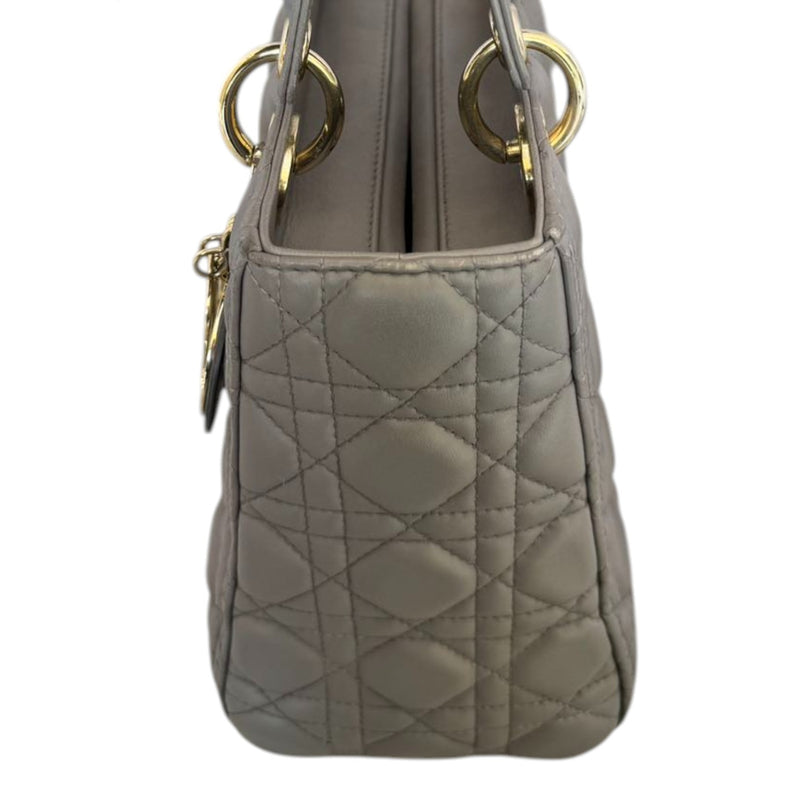 Medium Lady Dior Lambskin Cannage Grey GHW