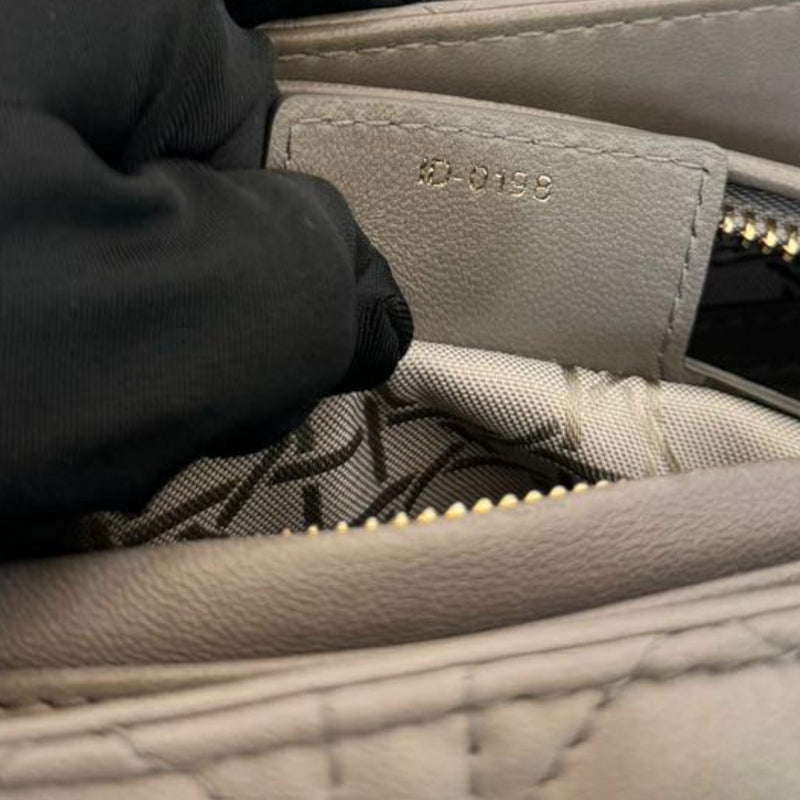 Medium Lady Dior Lambskin Cannage Grey GHW