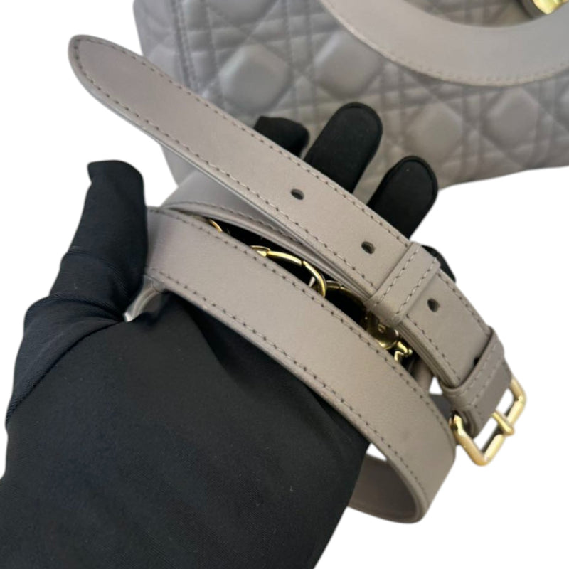 Medium Lady Dior Lambskin Cannage Grey GHW