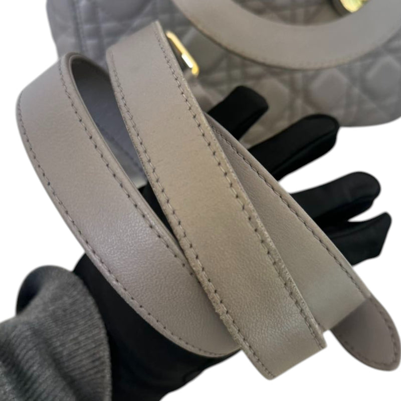 Medium Lady Dior Lambskin Cannage Grey GHW