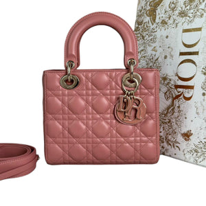 Lady Dior Small Lambskin Cannage Pink GHW