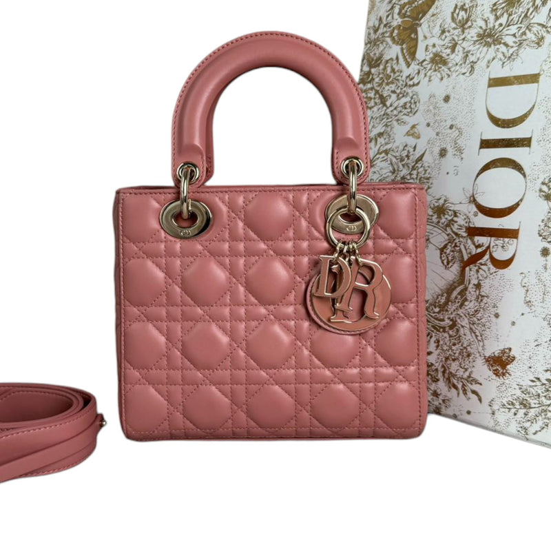 Lady Dior Small Lambskin Cannage Pink GHW