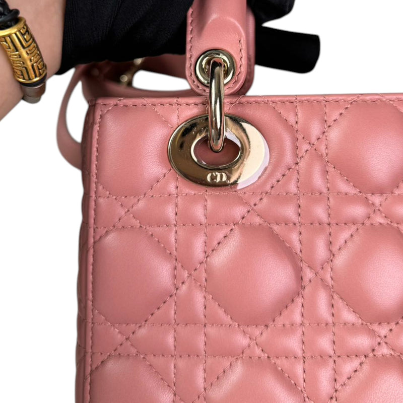 Lady Dior Small Lambskin Cannage Pink GHW